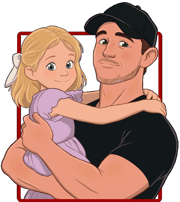little girl with her dad animated